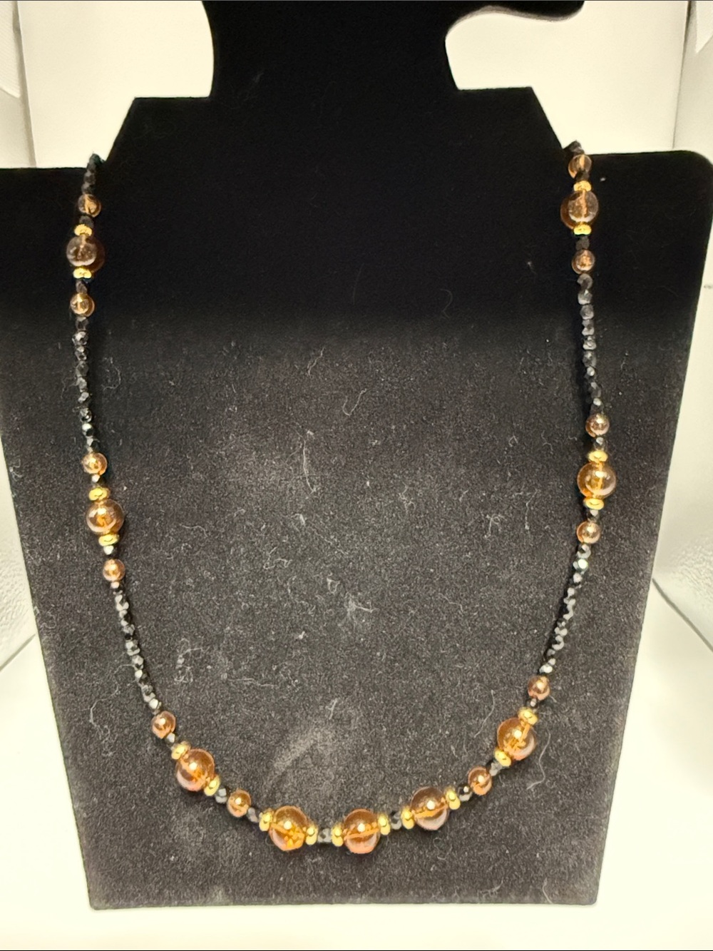 Monet Elegant Black, Amber and Gold Beaded Women's Necklace